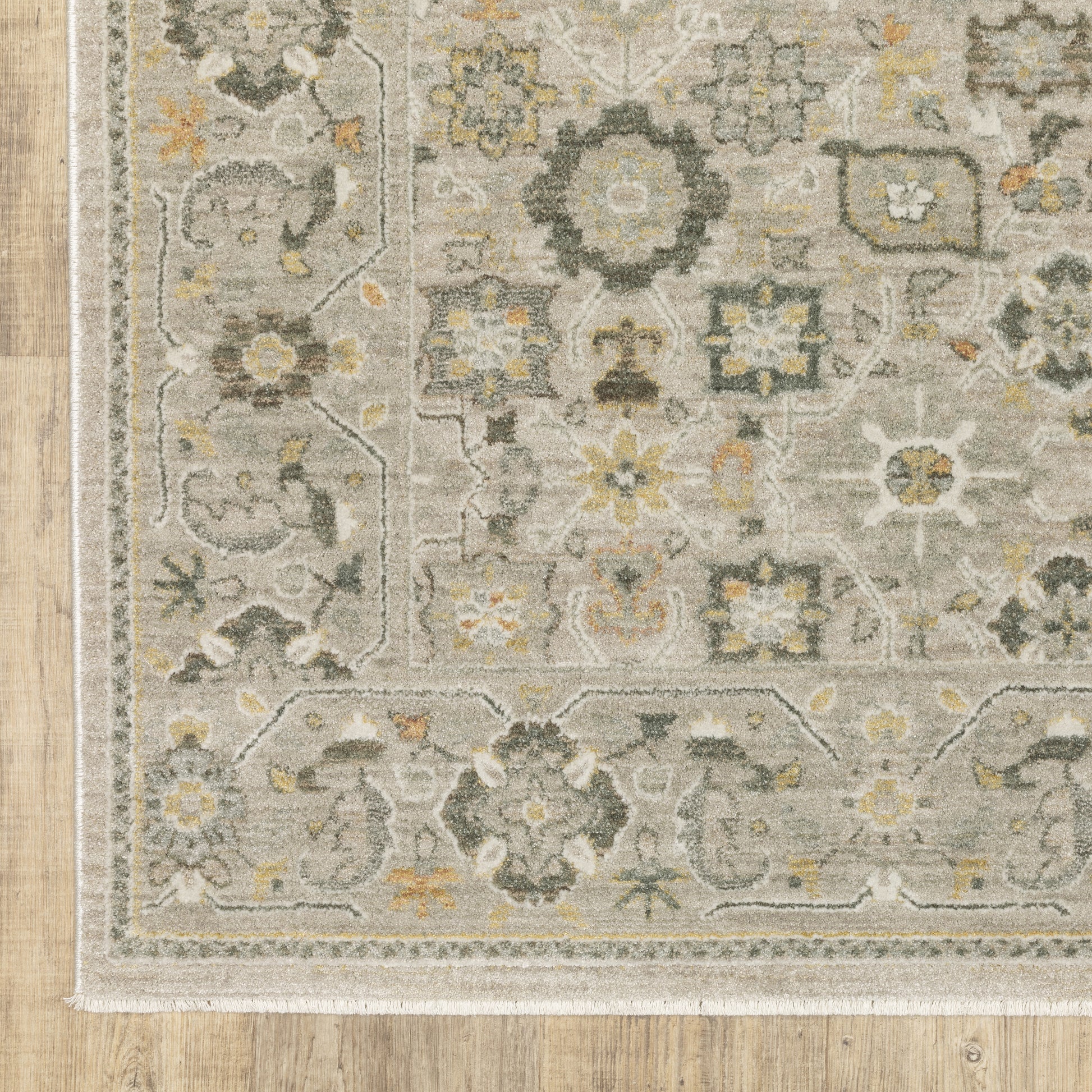 Keaton Floral Beige/ Blue Oriental Cut Pile Rug