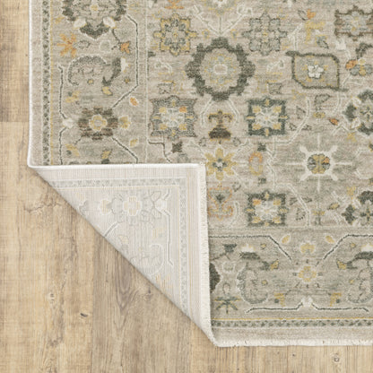 Keaton Floral Beige/ Blue Oriental Cut Pile Rug
