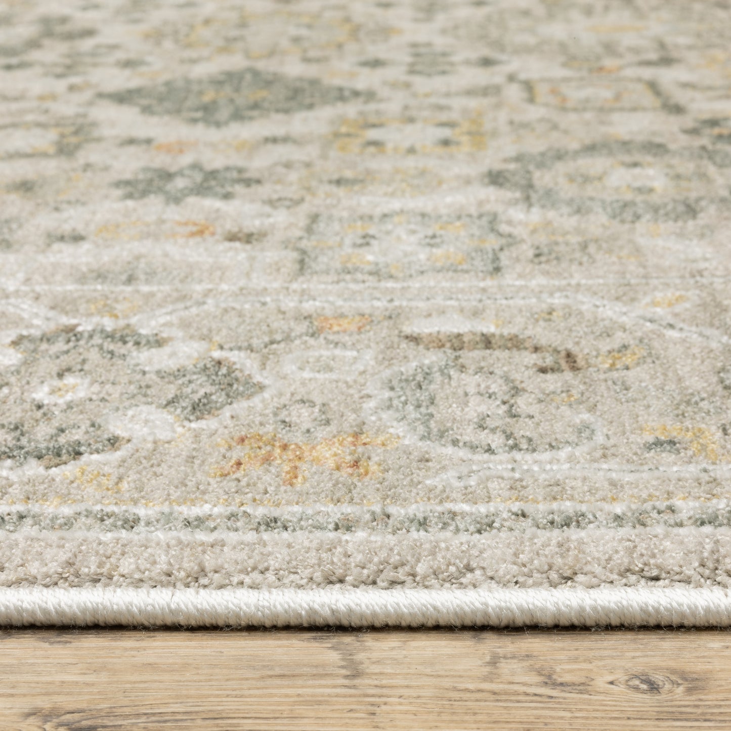 Keaton Floral Beige/ Blue Oriental Cut Pile Rug