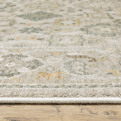 Keaton Floral Beige/ Blue Oriental Cut Pile Rug
