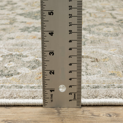 Keaton Floral Beige/ Blue Oriental Cut Pile Rug