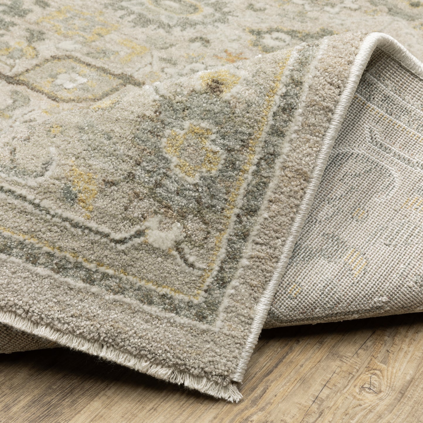 Keaton Floral Beige/ Blue Oriental Cut Pile Rug