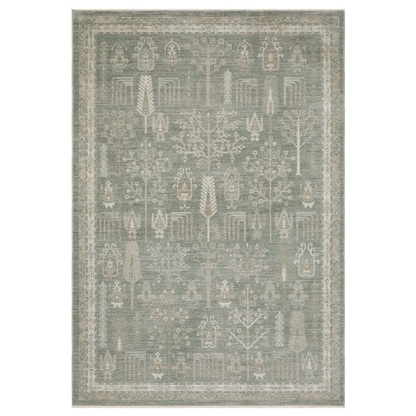 Keaton KEA07 Green Floral Rug