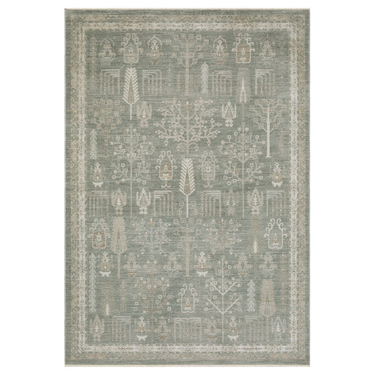 Keaton KEA07 Green Floral Rug