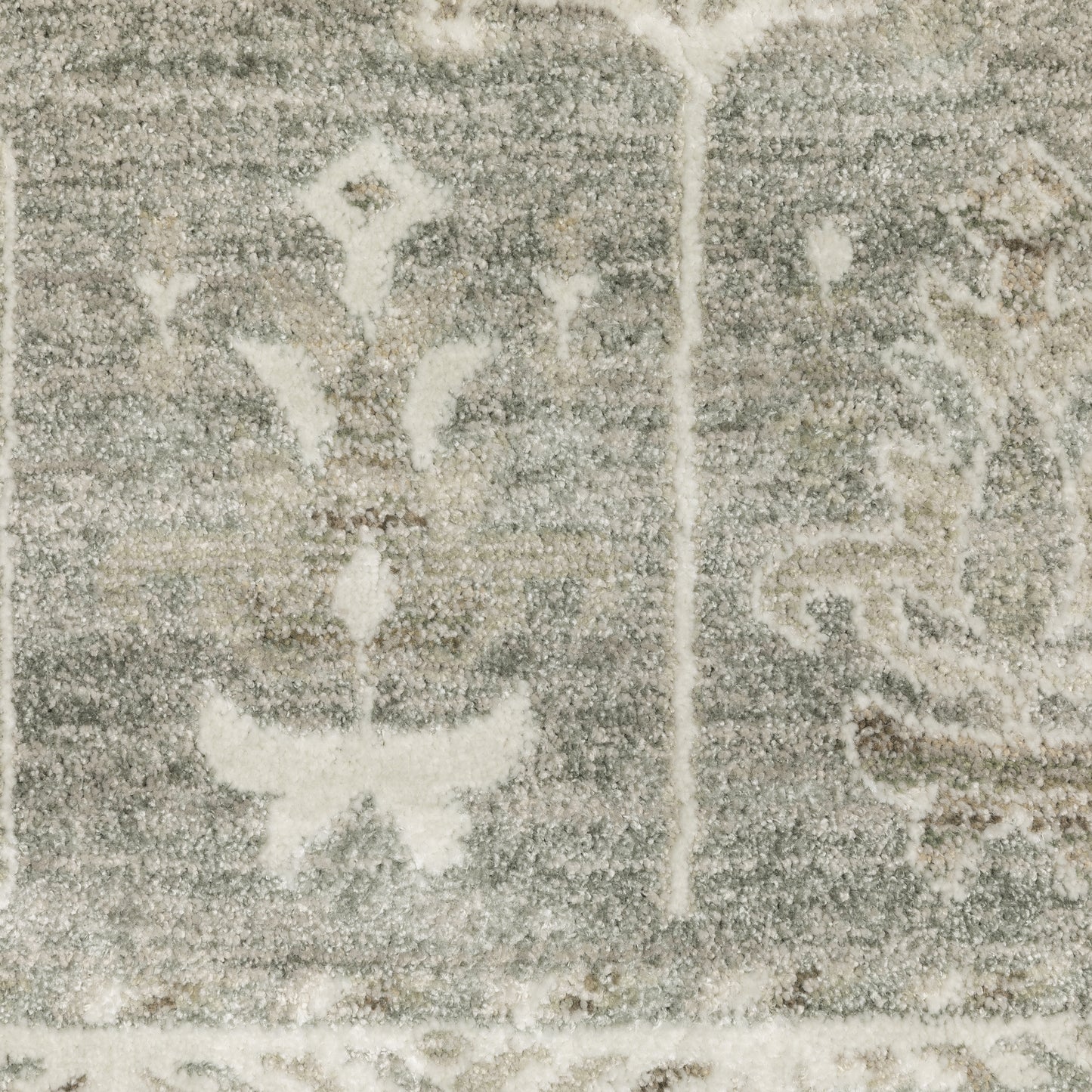 Keaton Floral Green/ Beige Oriental Cut Pile Rug