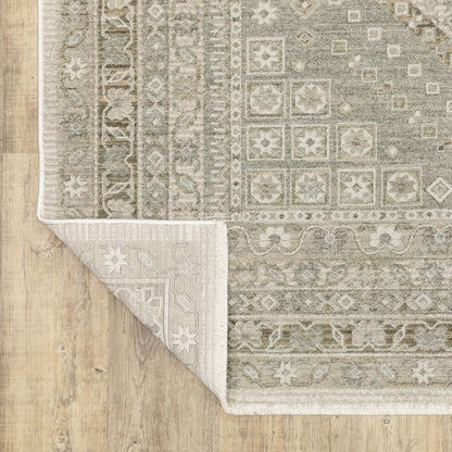 Keaton Medallion Beige/ Green Oriental Cut Pile Rug
