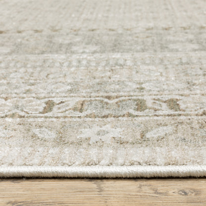 Keaton Medallion Beige/ Green Oriental Cut Pile Rug