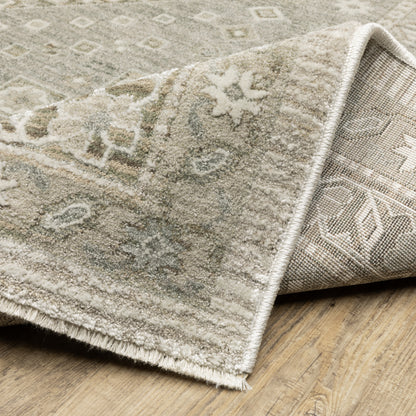 Keaton Medallion Beige/ Green Oriental Cut Pile Rug