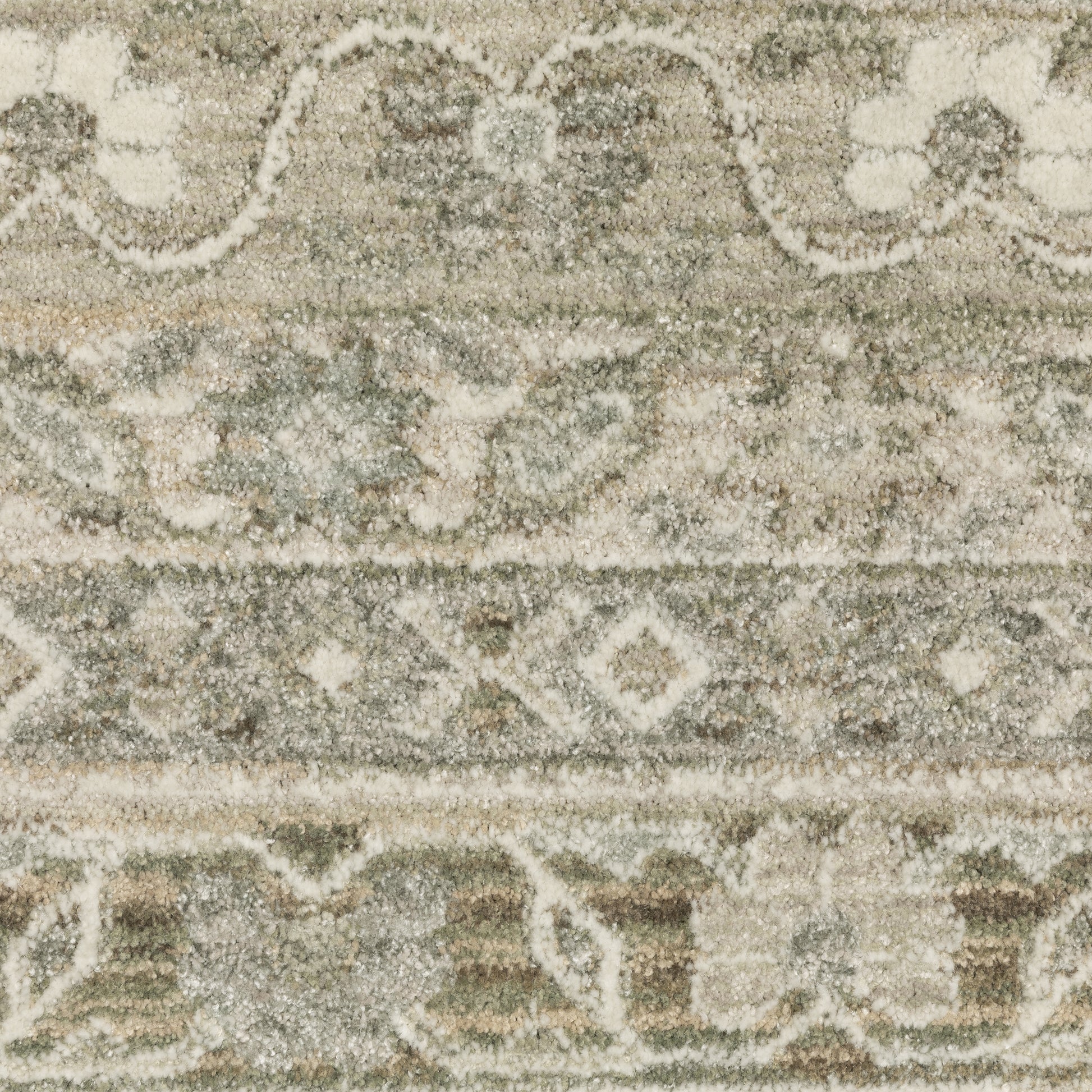 Keaton Medallion Beige/ Green Oriental Cut Pile Rug