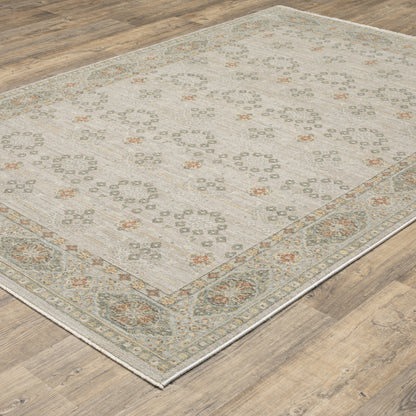 Keaton Floral Beige/ Brown Oriental Cut Pile Rug
