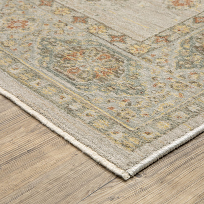 Keaton Floral Beige/ Brown Oriental Cut Pile Rug