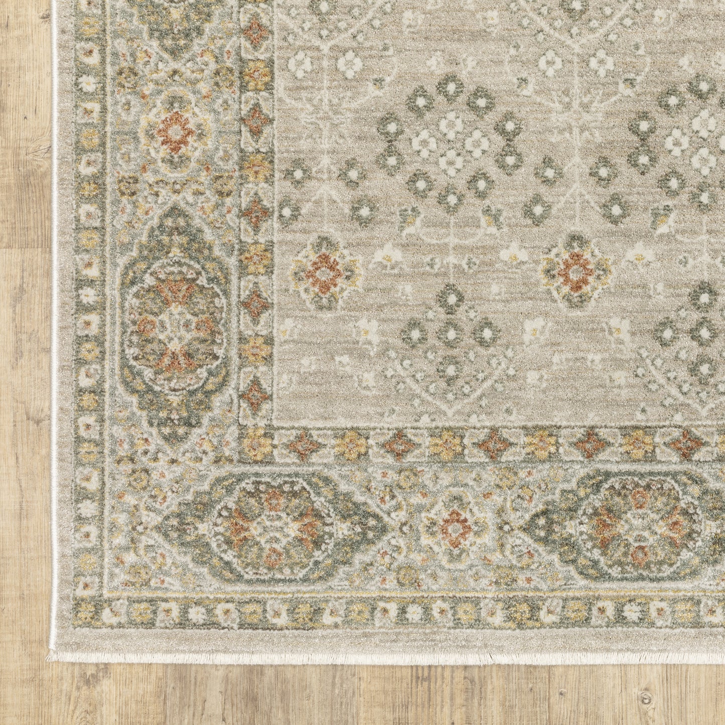 Keaton Floral Beige/ Brown Oriental Cut Pile Rug