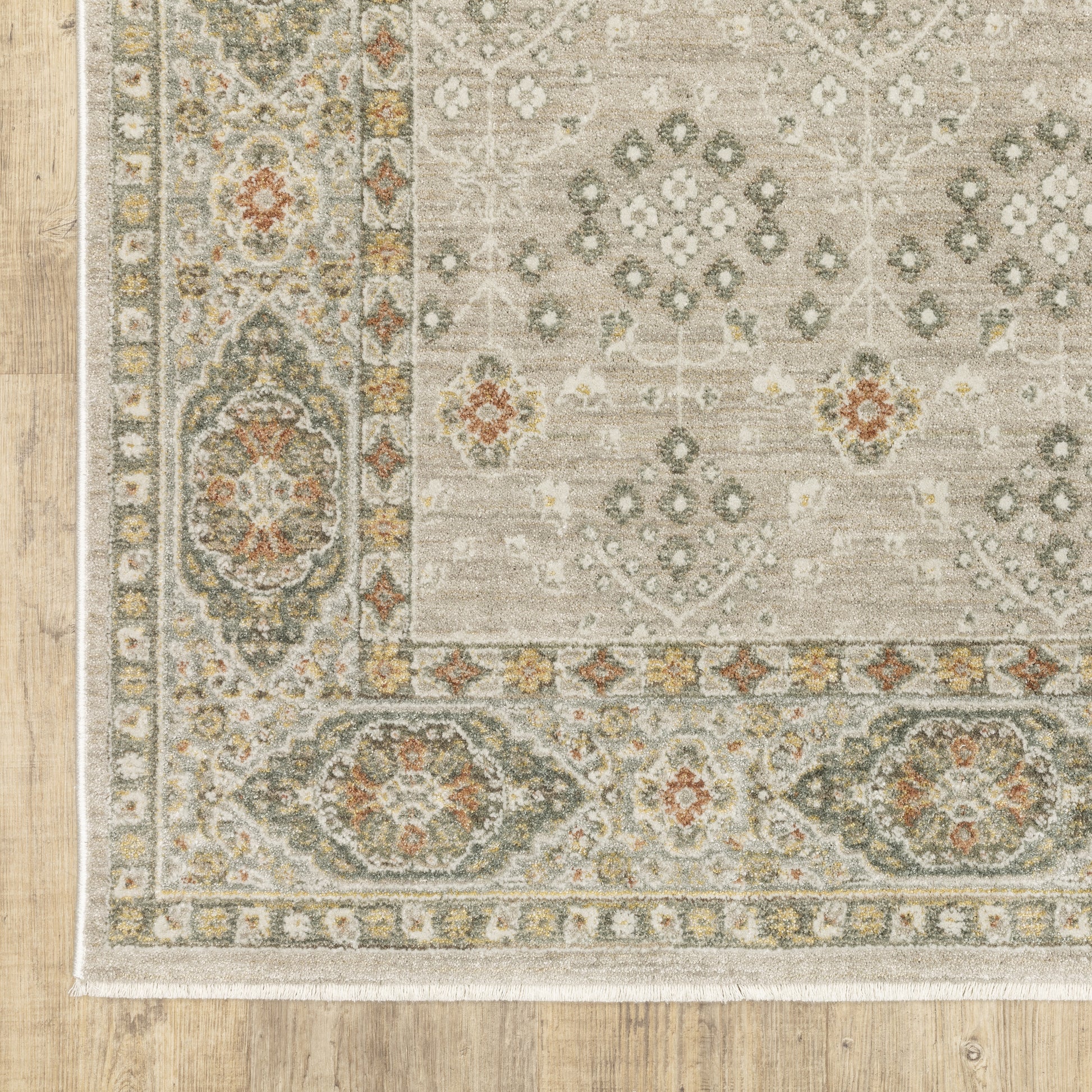 Keaton Floral Beige/ Brown Oriental Cut Pile Rug