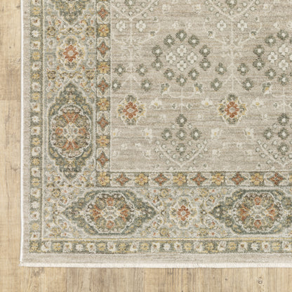 Keaton Floral Beige/ Brown Oriental Cut Pile Rug