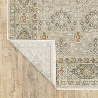 Keaton Floral Beige/ Brown Oriental Cut Pile Rug
