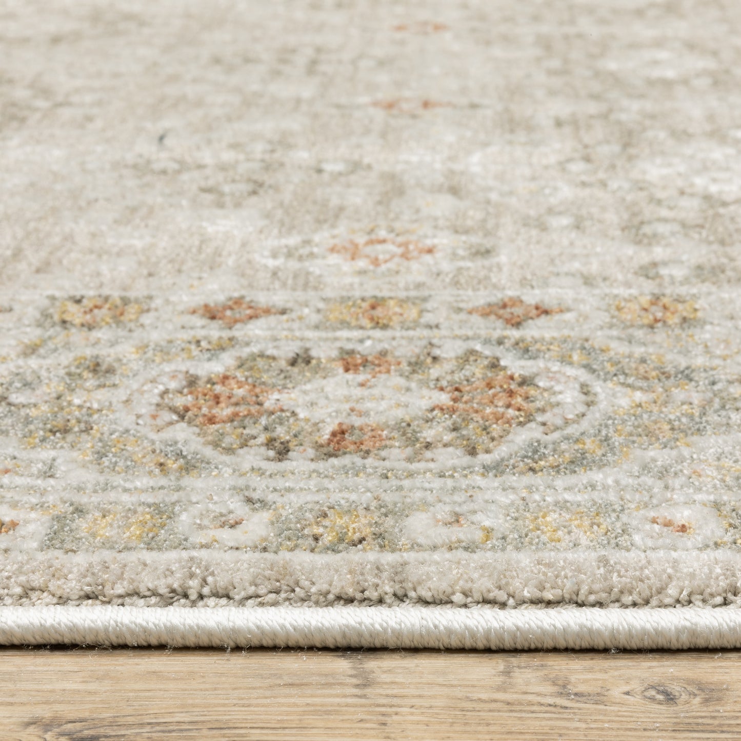Keaton Floral Beige/ Brown Oriental Cut Pile Rug