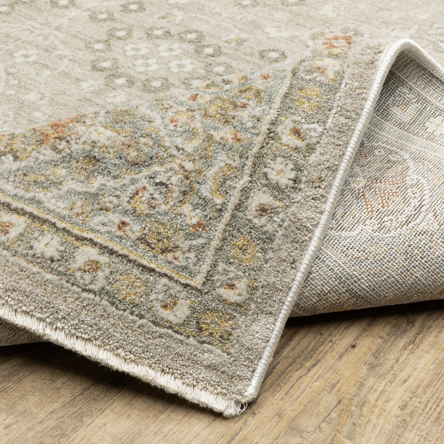 Keaton Floral Beige/ Brown Oriental Cut Pile Rug