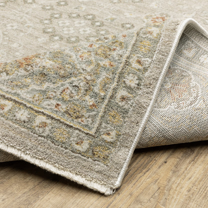 Keaton Floral Beige/ Brown Oriental Cut Pile Rug