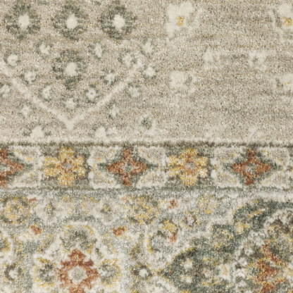 Keaton Floral Beige/ Brown Oriental Cut Pile Rug