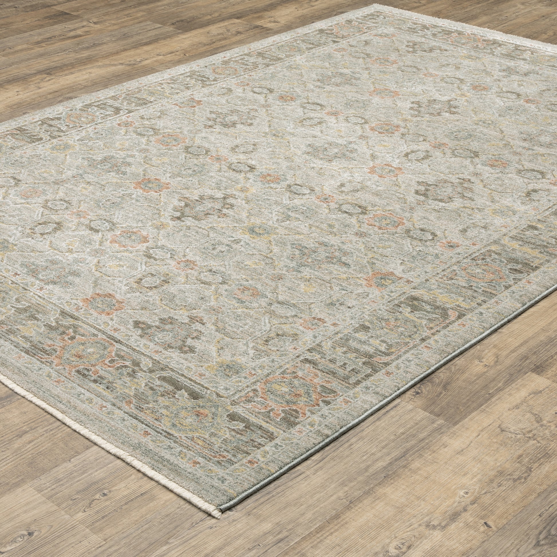 Keaton Floral Beige/ Multi Oriental Cut Pile Rug