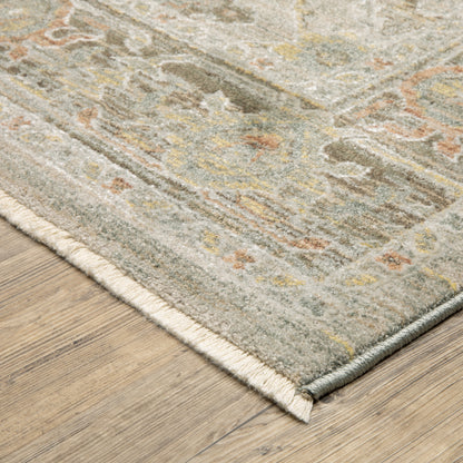 Keaton Floral Beige/ Multi Oriental Cut Pile Rug
