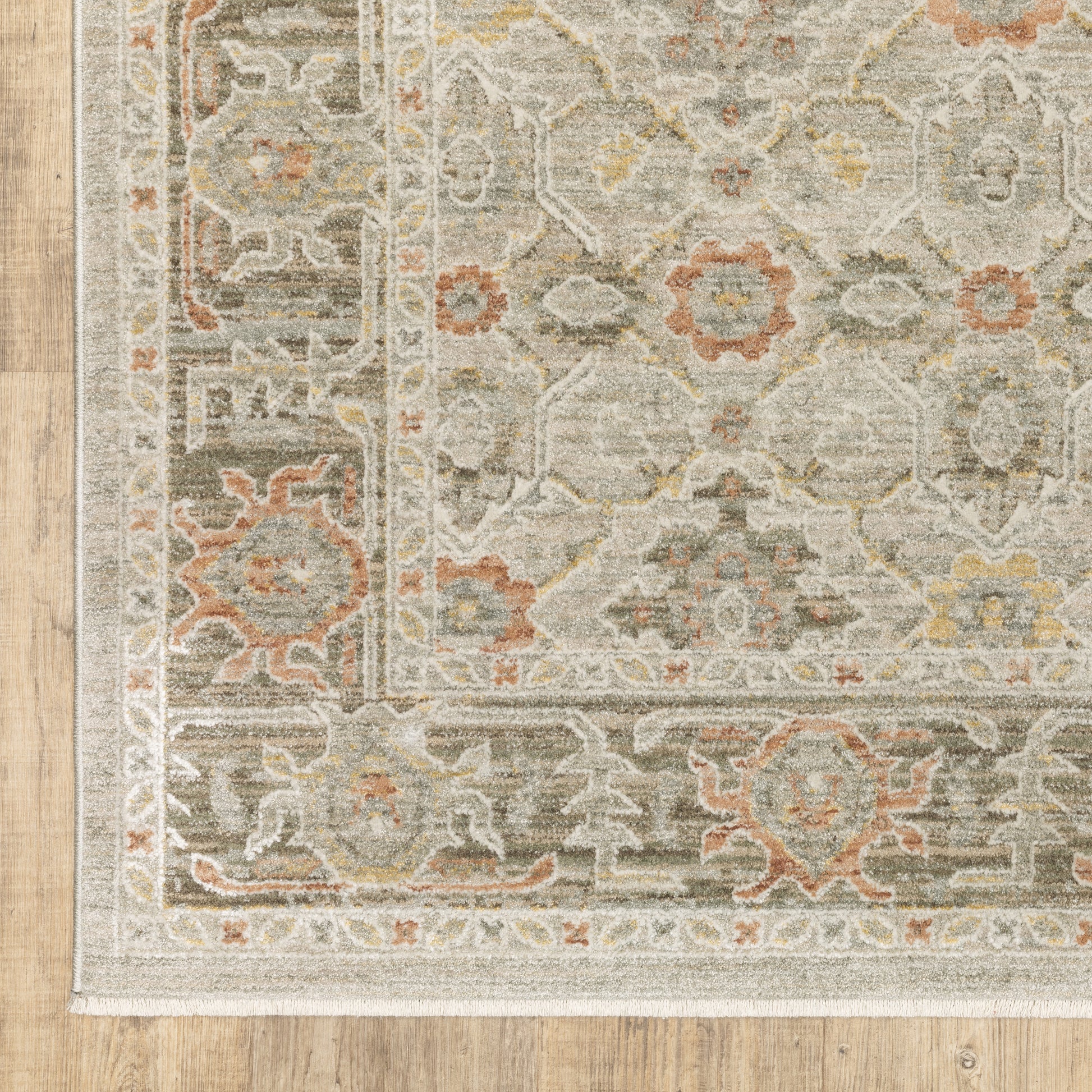 Keaton Floral Beige/ Multi Oriental Cut Pile Rug