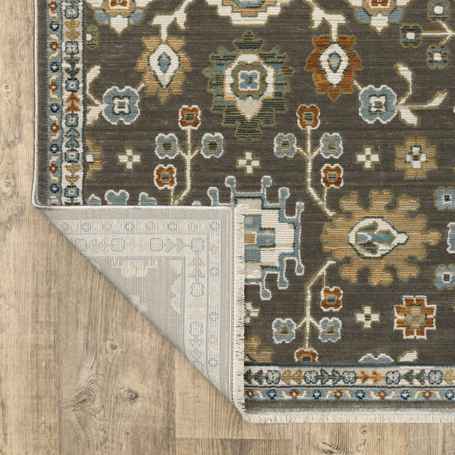Keira Floral Grey/ Multi Oriental Cut Pile Rug