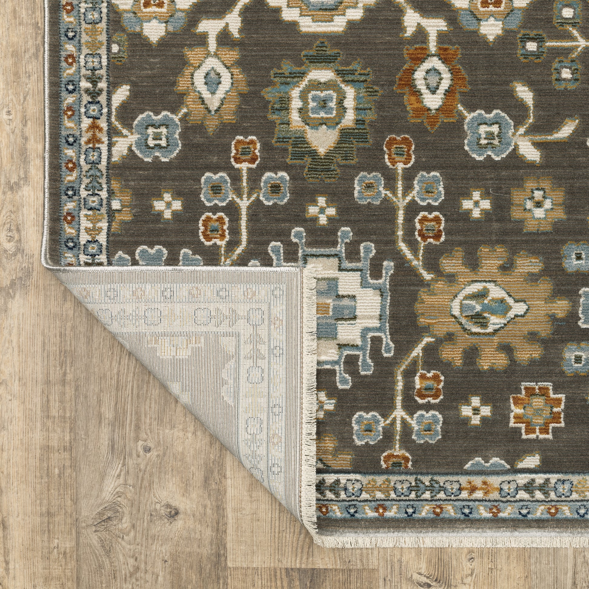 Keira Floral Grey/ Multi Oriental Cut Pile Rug