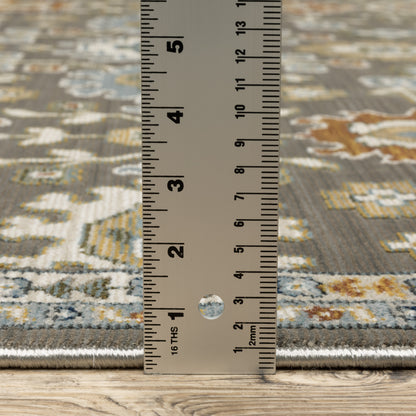 Keira Floral Grey/ Multi Oriental Cut Pile Rug
