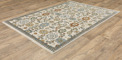 Keira Floral Ivory/ Multi Oriental Cut Pile Rug