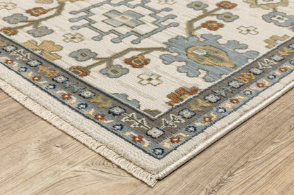Keira Floral Ivory/ Multi Oriental Cut Pile Rug
