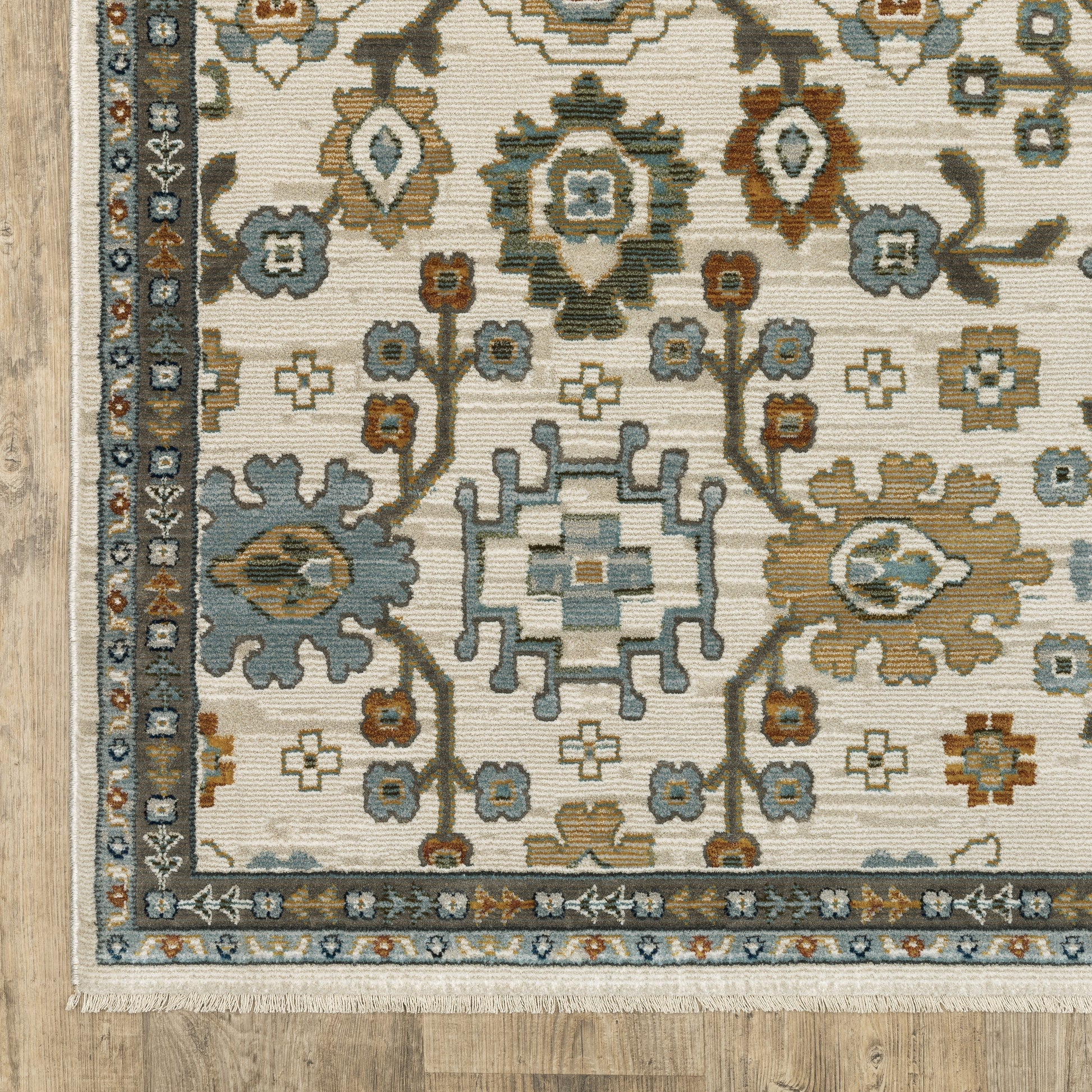 Keira Floral Ivory/ Multi Oriental Cut Pile Rug