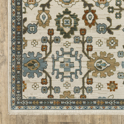 Keira Floral Ivory/ Multi Oriental Cut Pile Rug