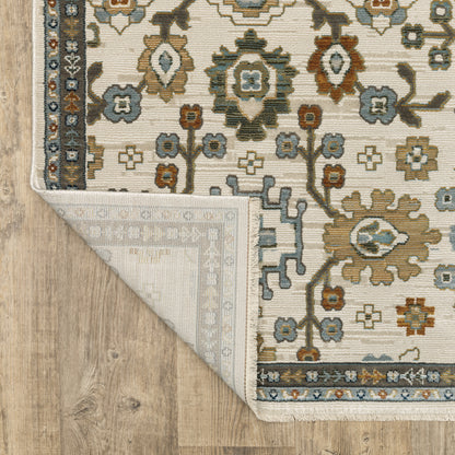Keira Floral Ivory/ Multi Oriental Cut Pile Rug
