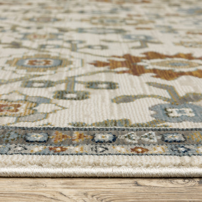 Keira Floral Ivory/ Multi Oriental Cut Pile Rug