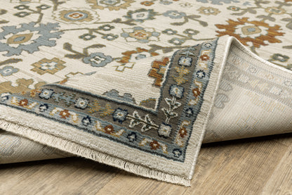Keira Floral Ivory/ Multi Oriental Cut Pile Rug