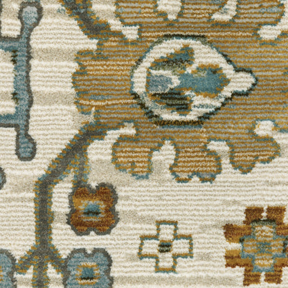 Keira Floral Ivory/ Multi Oriental Cut Pile Rug