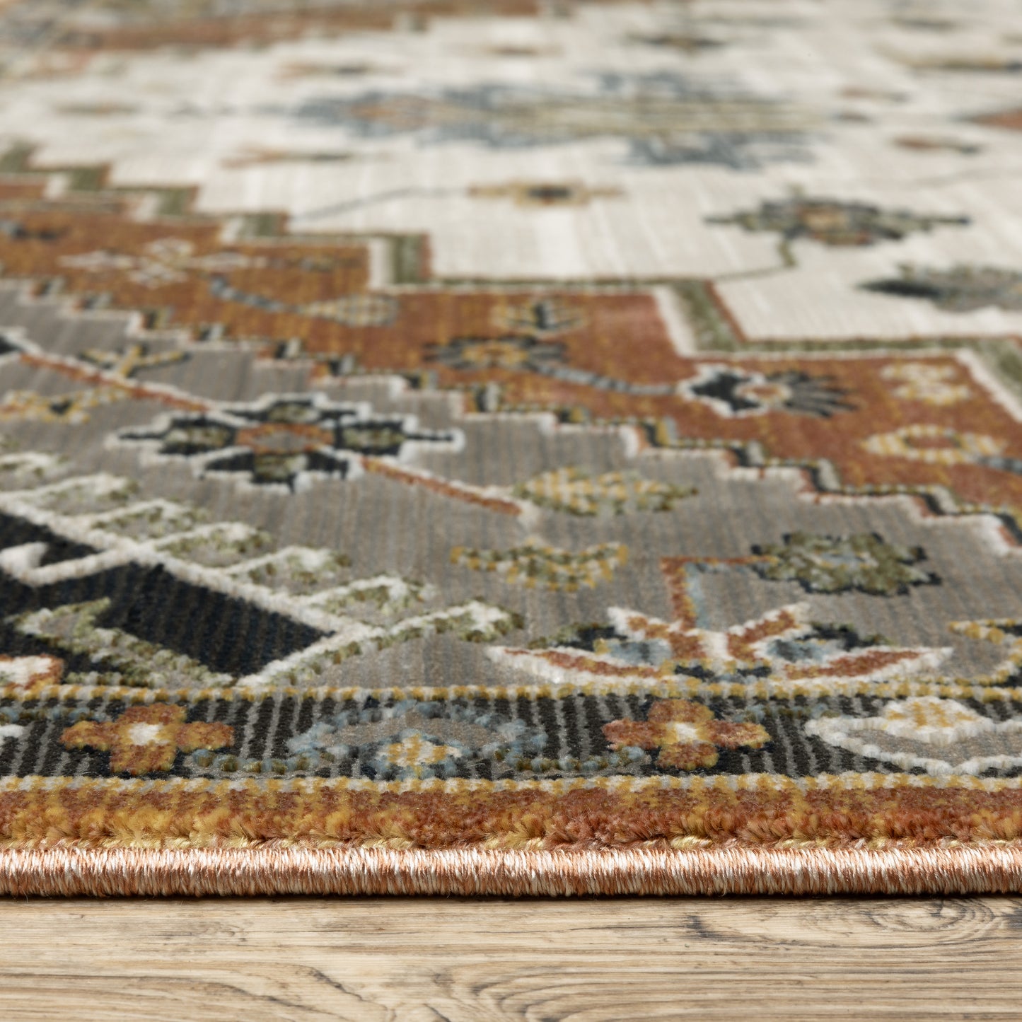 Keira Medallion Rust/ Ivory Oriental Cut Pile Rug