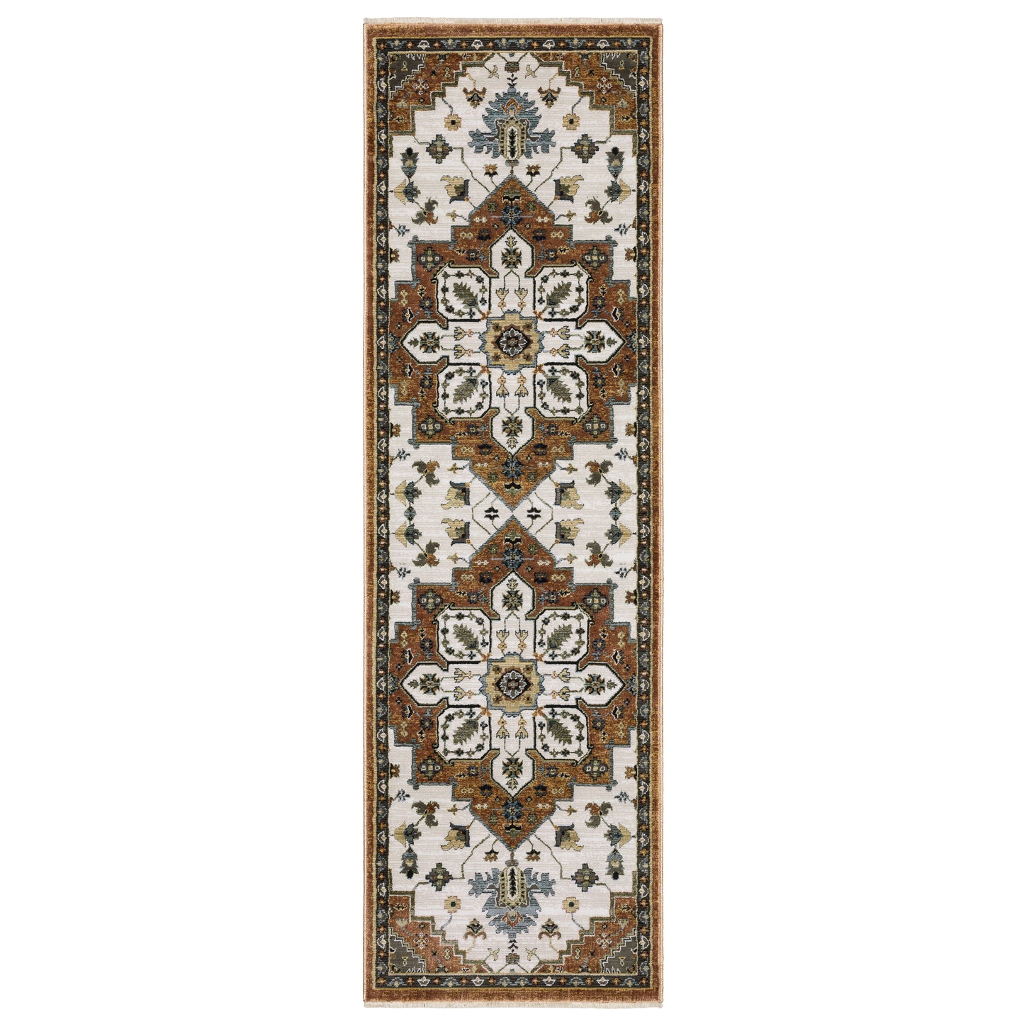 Keira Kei03 Rust/ Ivory Medallion Oriental Rug