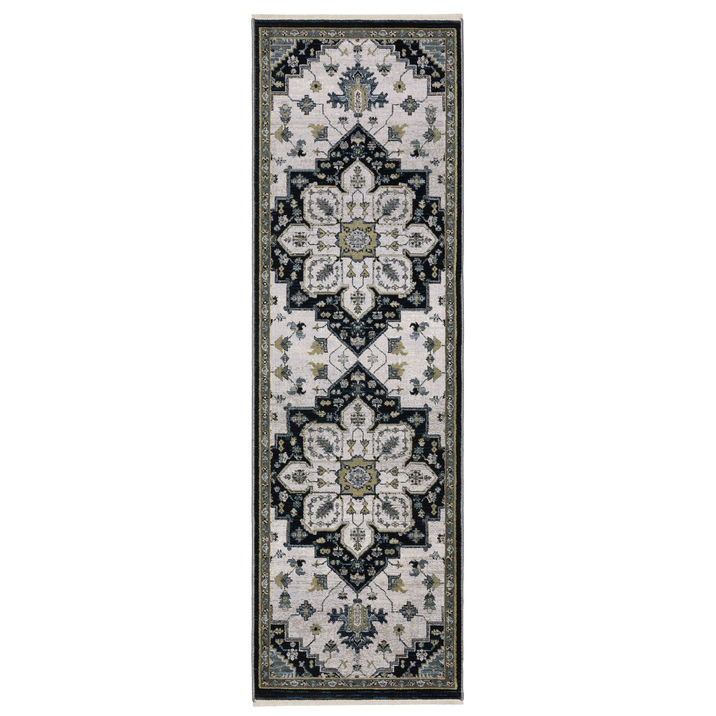 Keira Kei04 Blue/ Grey Medallion Oriental Rug