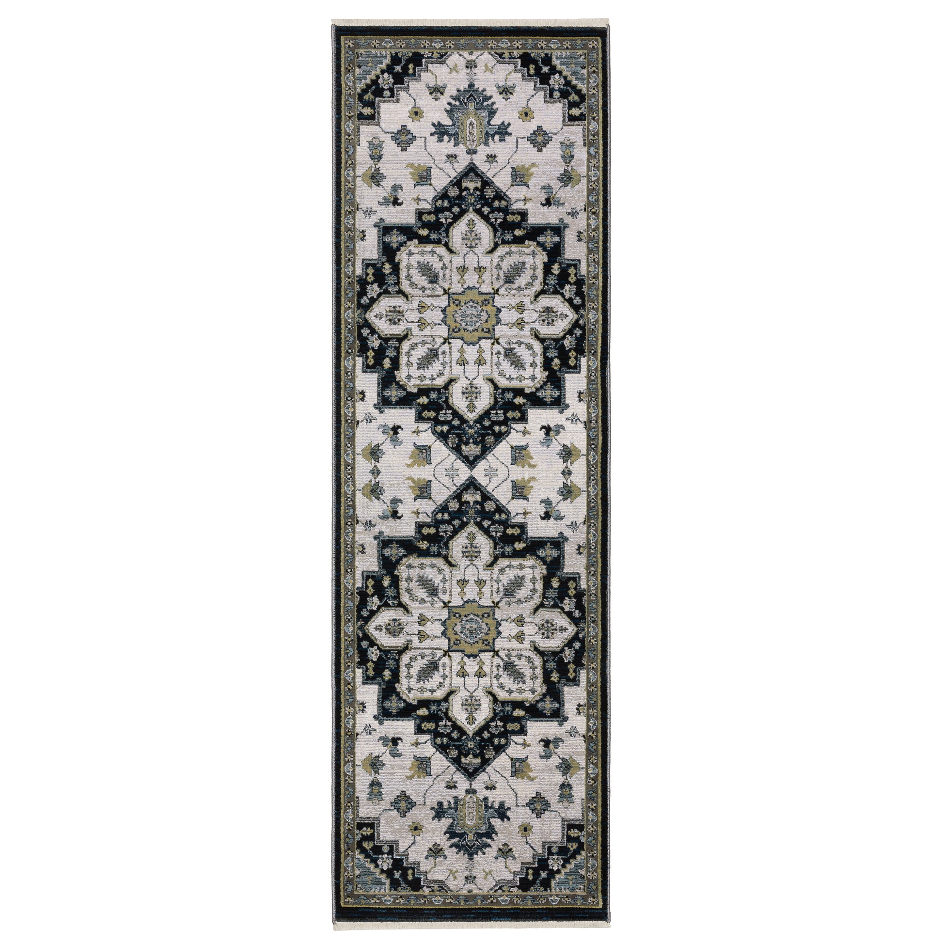 Keira Kei04 Blue/ Grey Medallion Oriental Rug