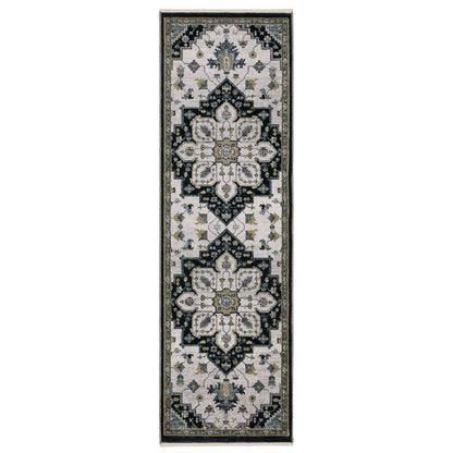 Keira Kei04 Blue/ Grey Medallion Oriental Rug