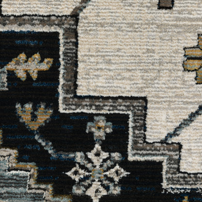 Keira Medallion Blue/ Grey Oriental Cut Pile Rug