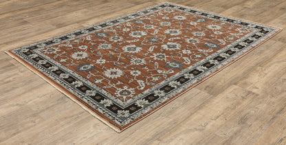 Keira Oriental Rust/ Grey Cut Pile Rug