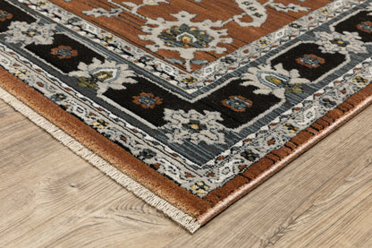 Keira Oriental Rust/ Grey Cut Pile Rug