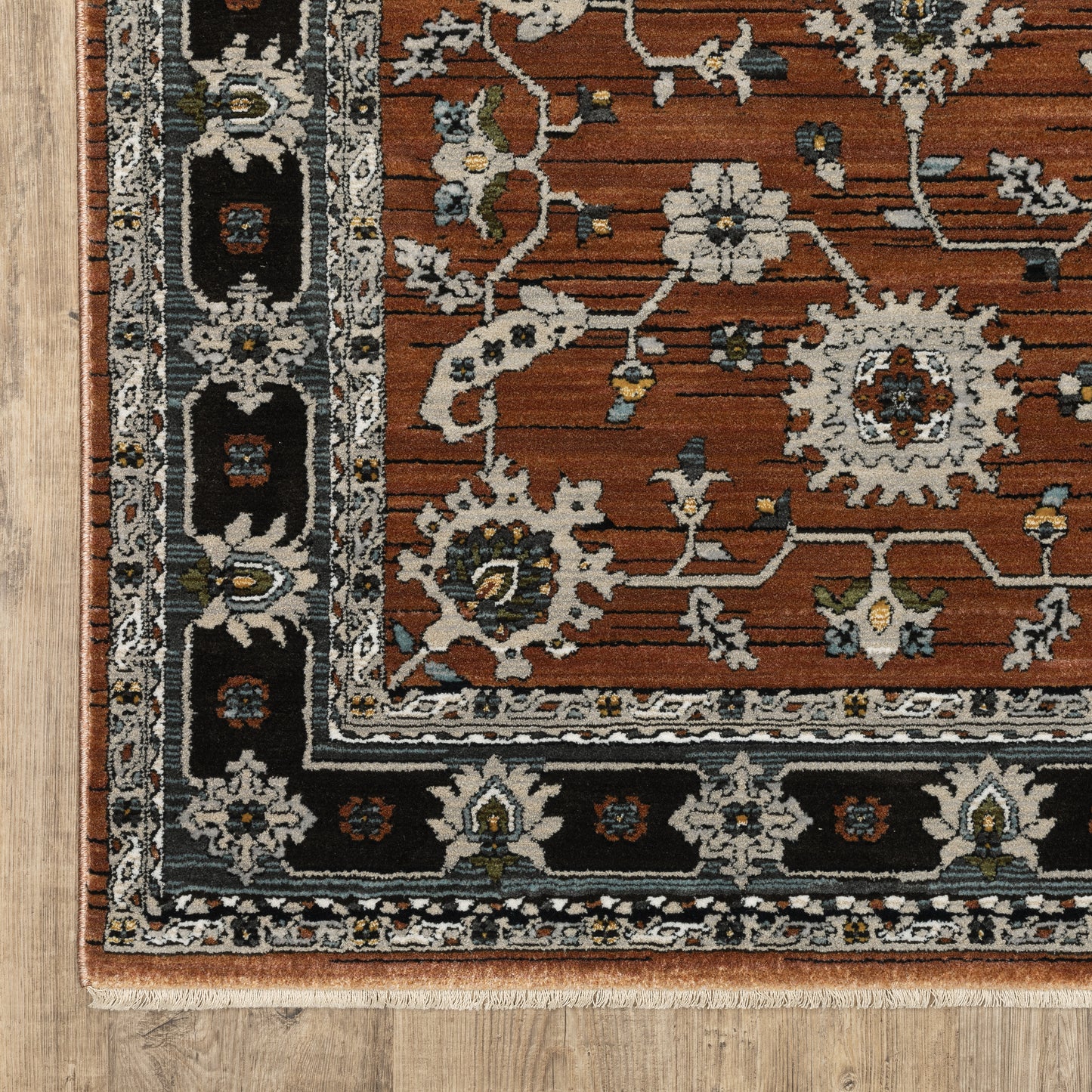 Keira Oriental Rust/ Grey Cut Pile Rug