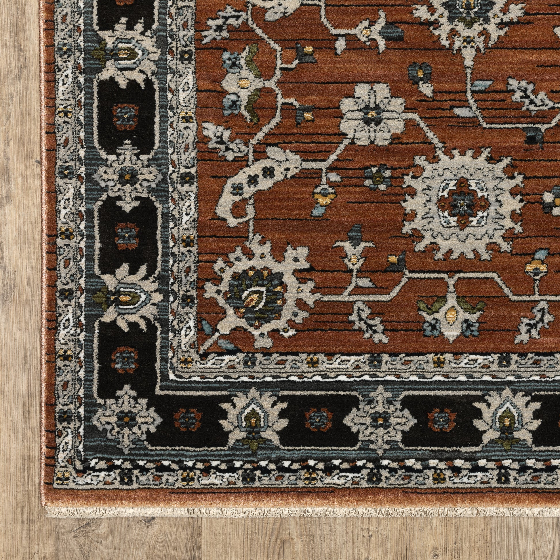 Keira Oriental Rust/ Grey Cut Pile Rug