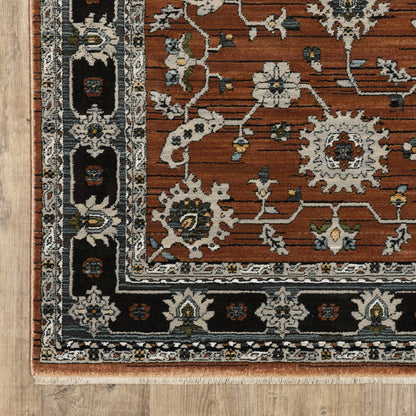 Keira Oriental Rust/ Grey Cut Pile Rug