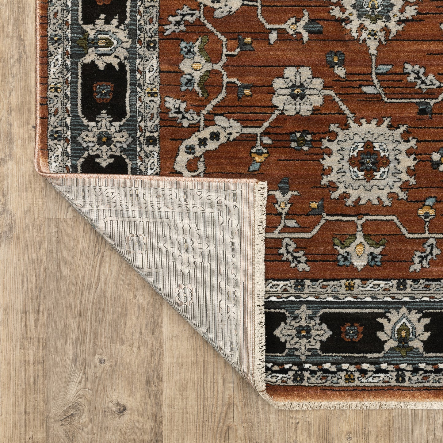 Keira Oriental Rust/ Grey Cut Pile Rug