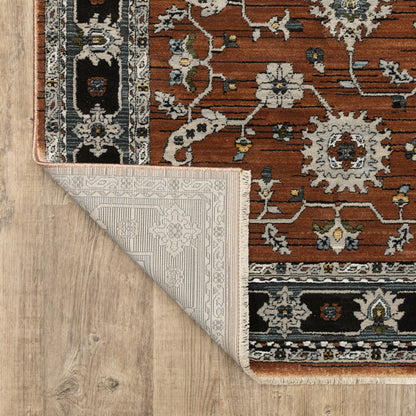 Keira Oriental Rust/ Grey Cut Pile Rug